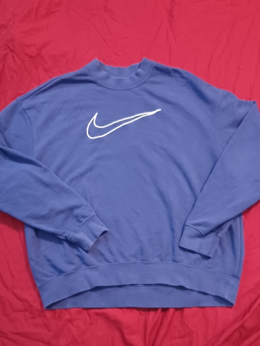 Nike Purple Crewneck Sweatshirt White Swoosh Oversized Dri-fit Size Woman S